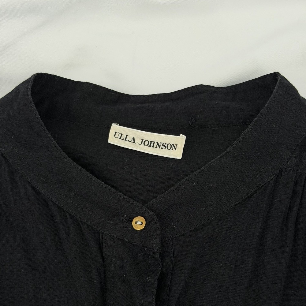 Ulla‎ Johnson Cotton Button Up Mini-Shirt Dress Pleated 3/4 Sleeve Button Cuffs - Picture 4 of 8